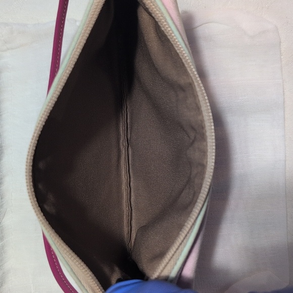 Coach Soho Pastel Striped Wristlet W/ Pink leather Piping, Wristlet, Front Snap - Picture 15 of 16